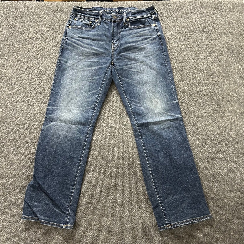 American Eagle Jeans Mens Size 32x30 Blue Airflex Straight Denim Pant 38061